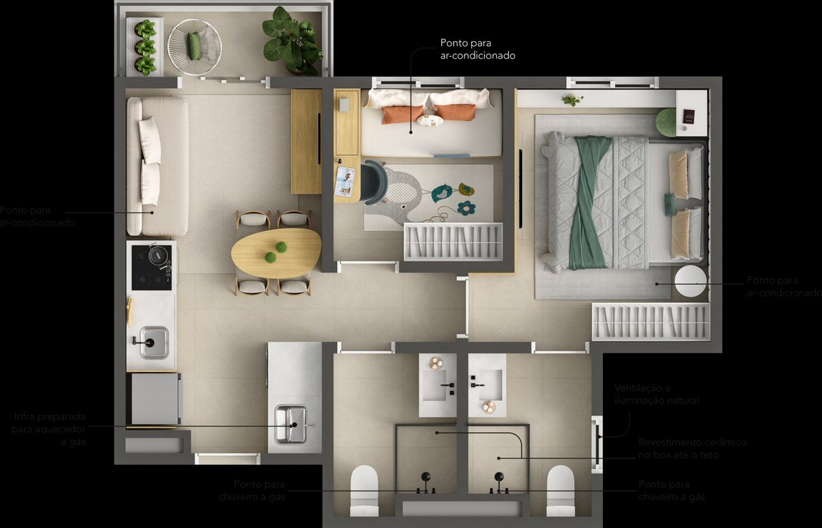 Planta Canto, 42,85 m²